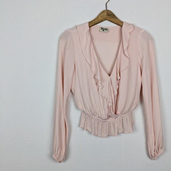 Show Me Your MuMu Pink Speckle Dots Brewster Top Size XS - Picture 3 of 9